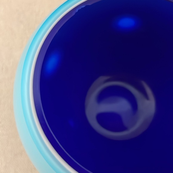 1950 HUTA BORSKE SKIO VASE ART DECO ~ Blue on Blue Stunning VOTIVE - Picture 9 of 11